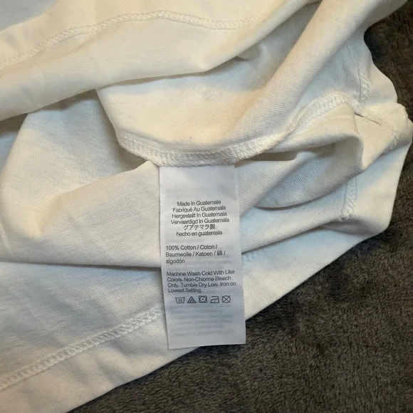 J Crew Washed Long Sleeve T Shirt Mens Large White Cotton Crew Neck Casual - Picture 5 of 9